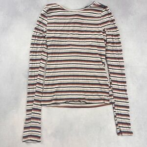 Striped cropped long sleeve shirt